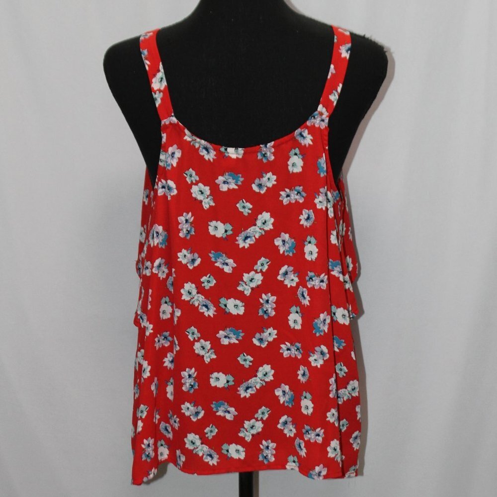 Blue Rain Strappy Red, White and Blue Floral Top - Picture 5 of 12